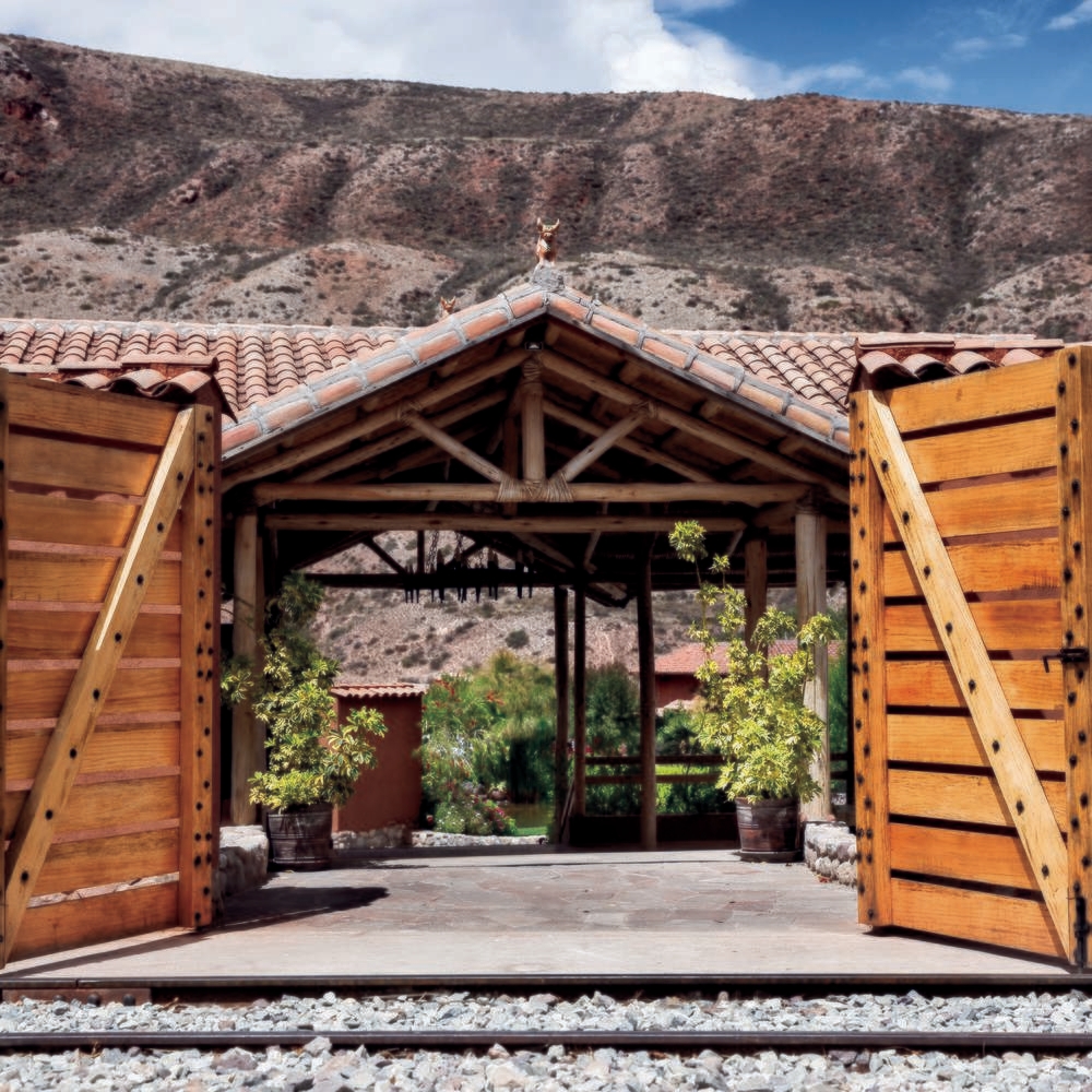 Entrance gates at Belmond Hotel Rio Sagrado, Peru