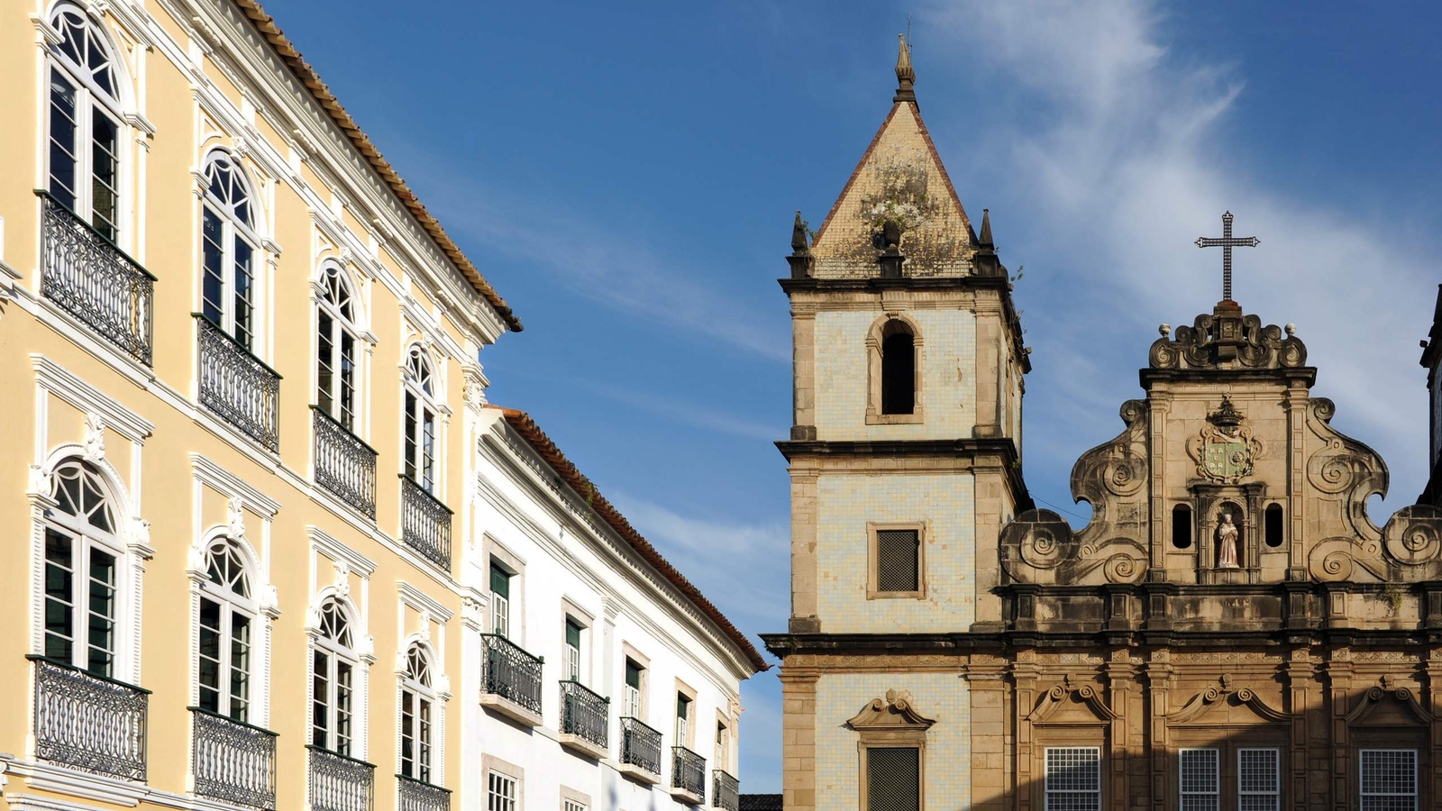 View of Villa Bahia, Salvador with São Francisco church