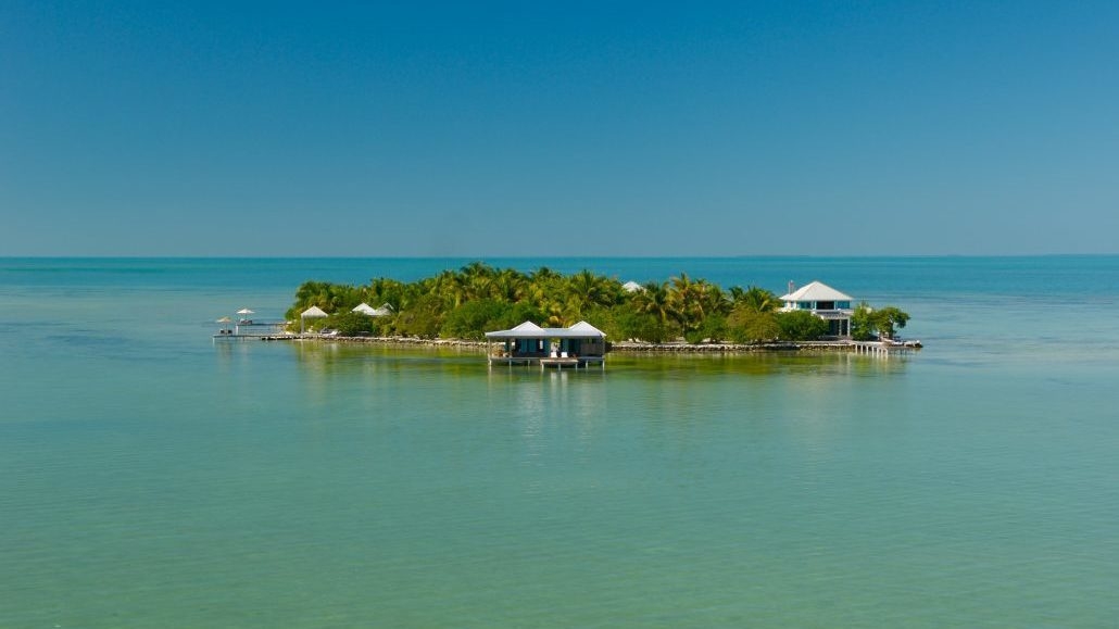 A view of Cayo Espanto island from afar.