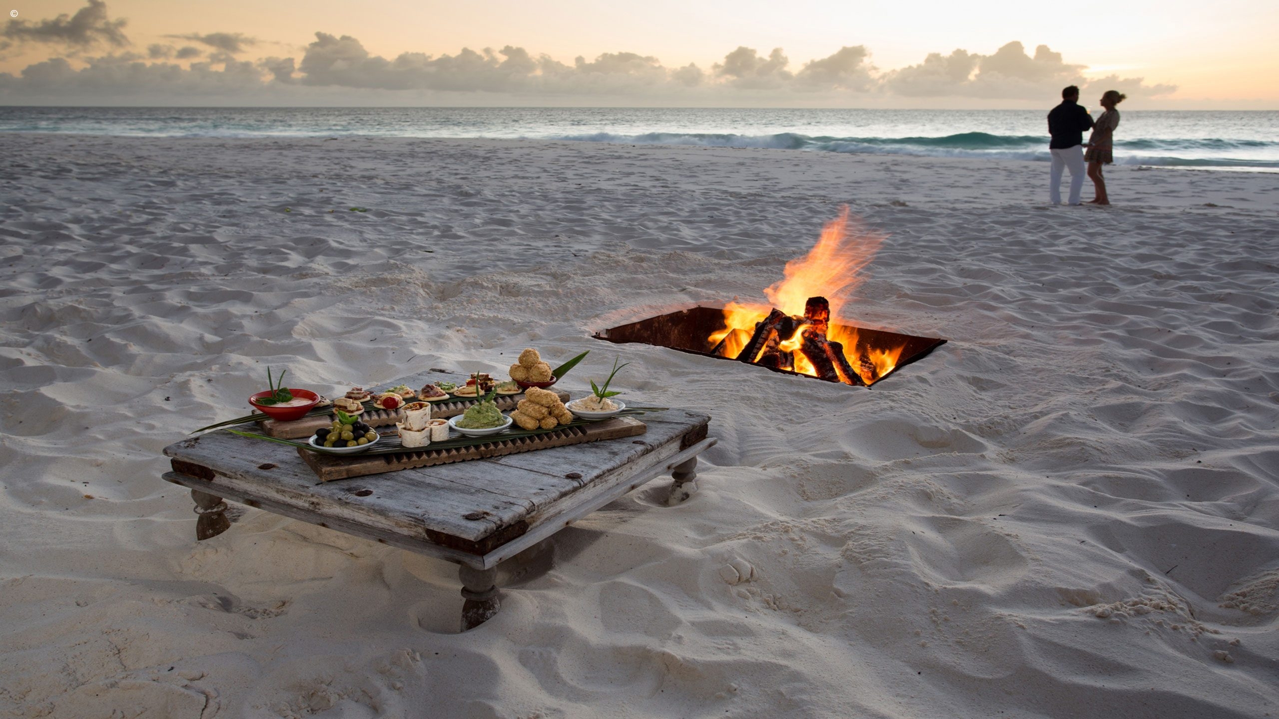 Fire pit and picnic, North Island, the Seychelles