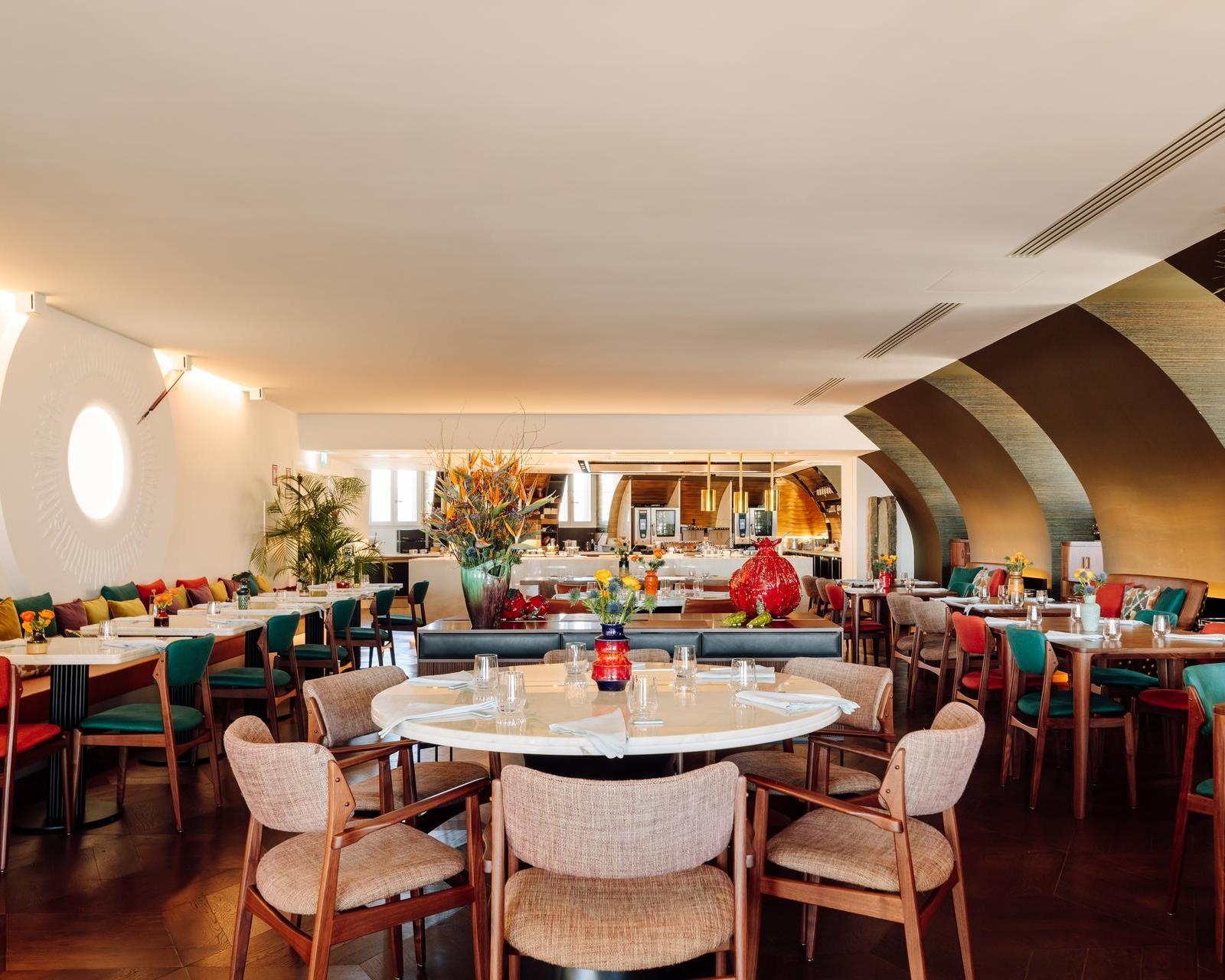 Dining tables at BAHR restaurant at Bairro Alto hotel in Lisbon