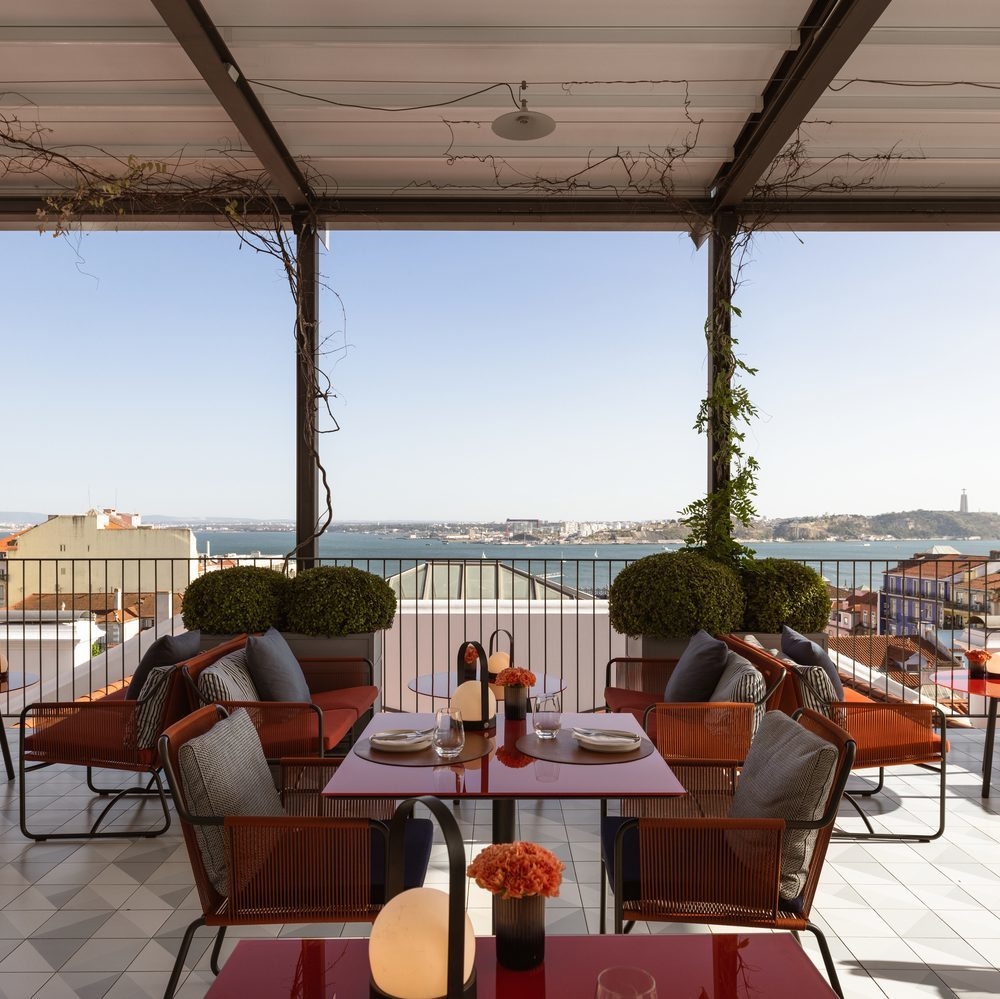 The roof terrace at Bairro Alto hotel in Lisbon