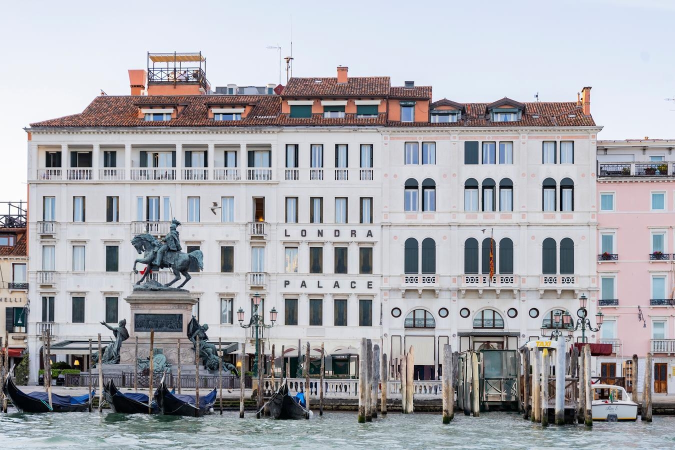 Exterior of Hotel Londra Palace in Venice, Italy.