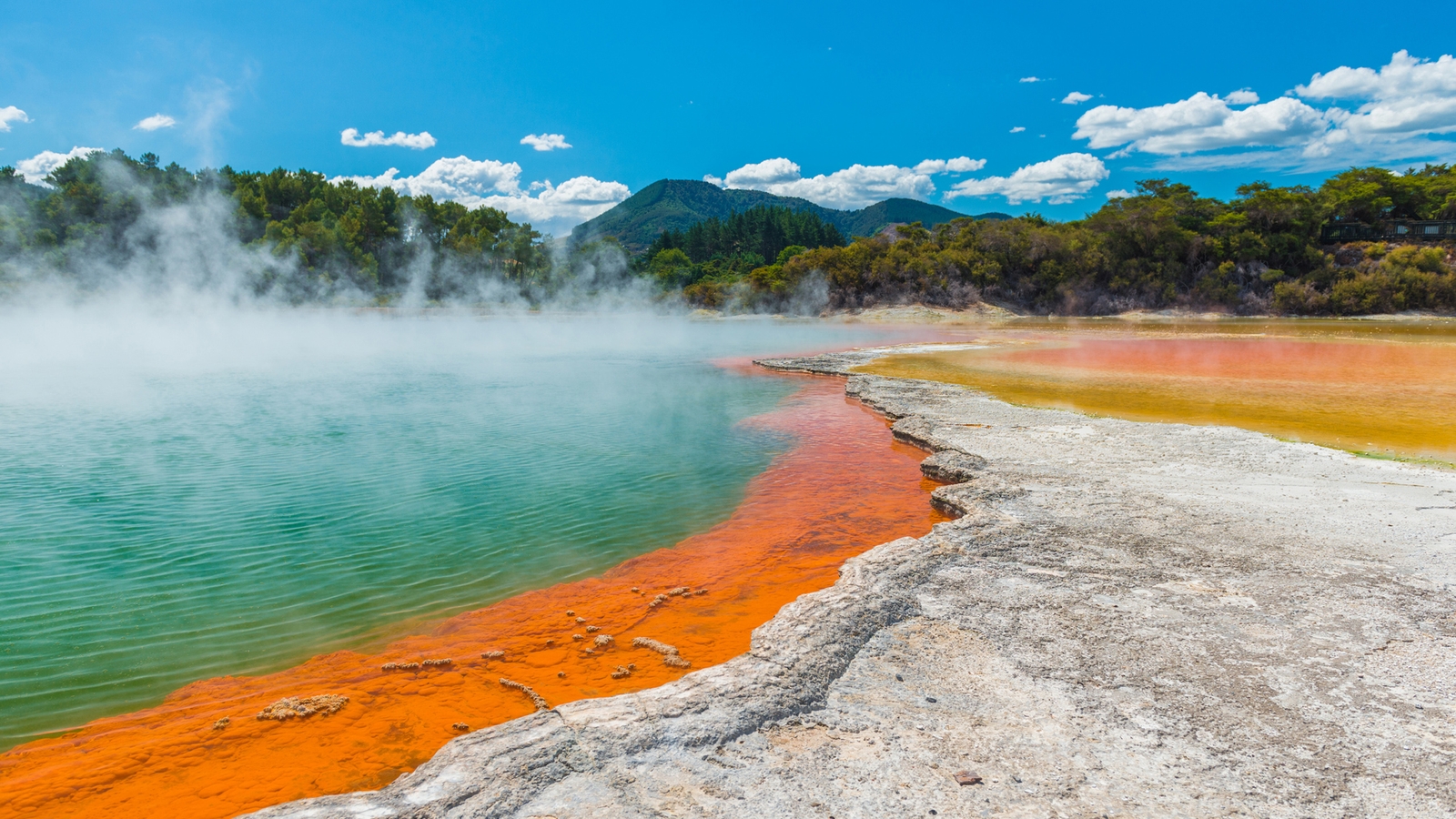 Water boiling in Champagne Pool - Wai-O-Tapu, New Zealand