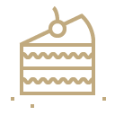Gold vector icon of a slice of cake