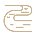 Jacada Travel vector art of a river, drawn in bold, gold line