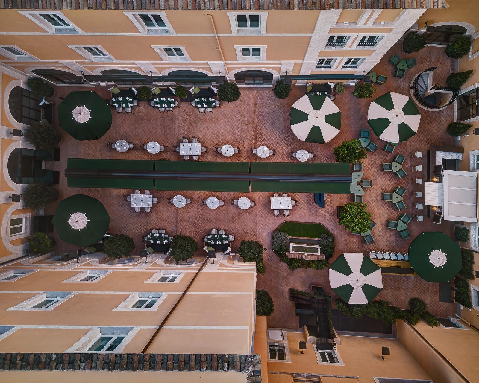 Aerial view of interior courtyard at Palazzo Ripetta