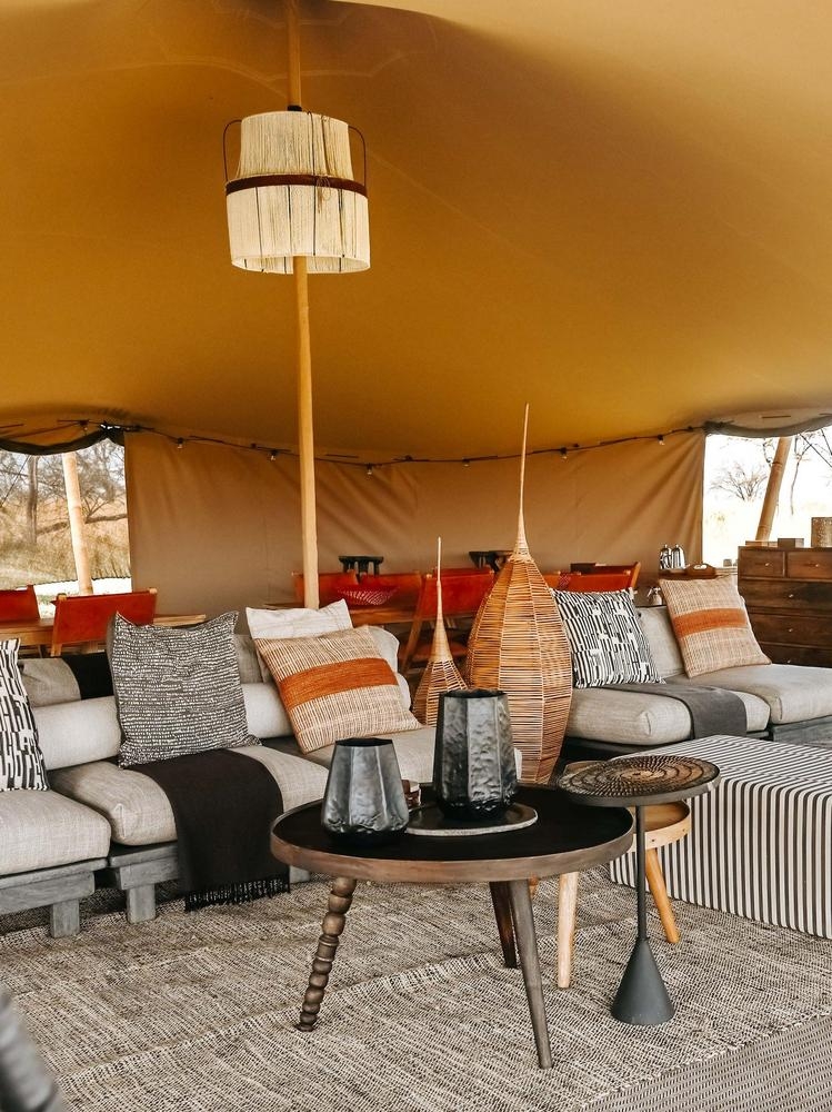 Lounge area at Usawa camp with decorative cushions