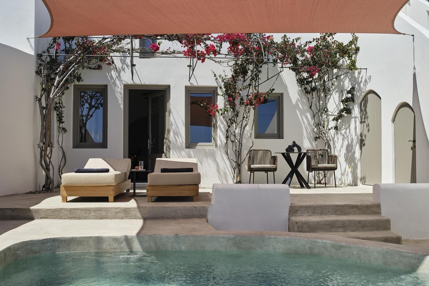 Private terrace with pool at Andronis Luxury Suites