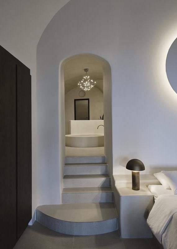 Staircase to bathroom at Andronis Luxury Suites