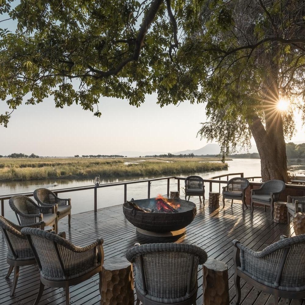 Firepit on the main deck at Sausage Tree Camp.