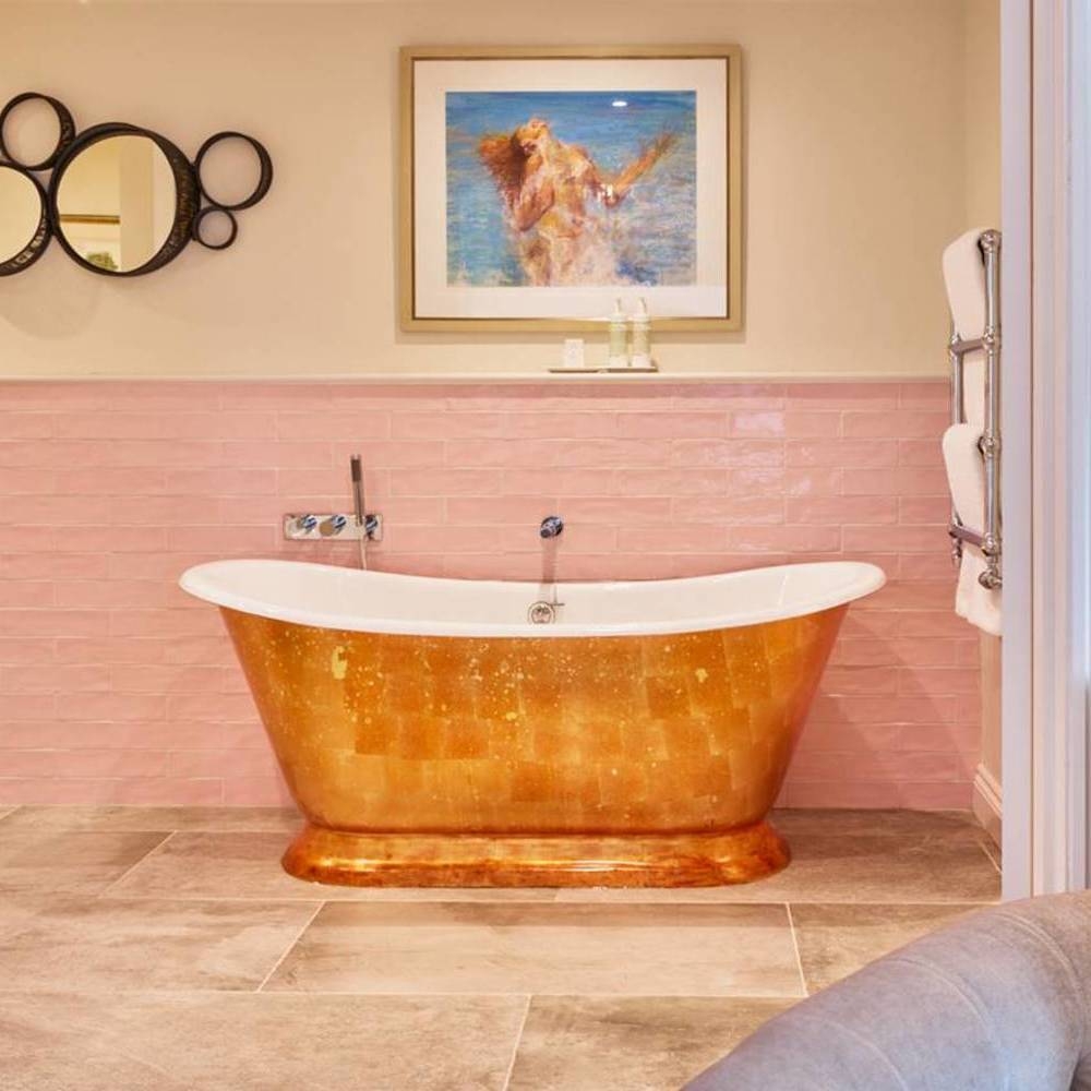 Copper bathub in a guest room at The Bird hotel, Bath
