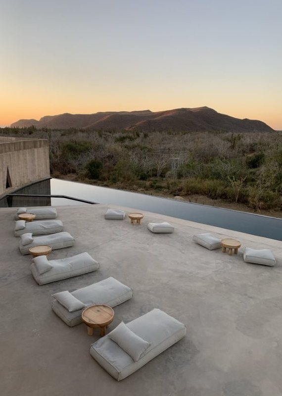View of the infinity pool and terrace at Paradero in Todos Santos