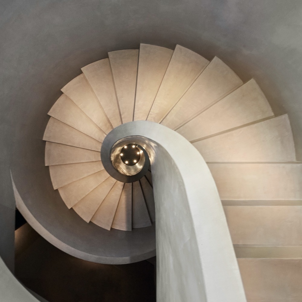 View of spiral staircase from above at Forestis Dolomites