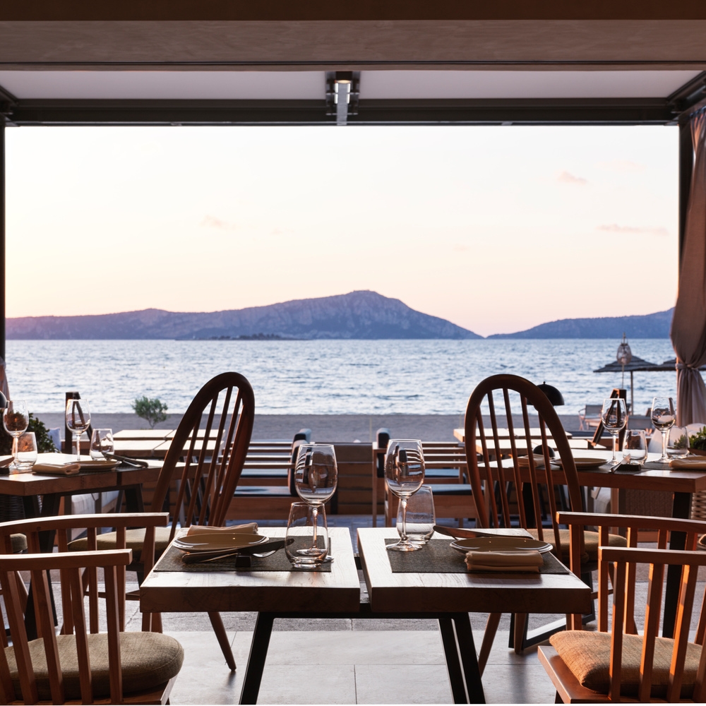 Parelia restaurant, one of the five dining options at W Costa Navarino
