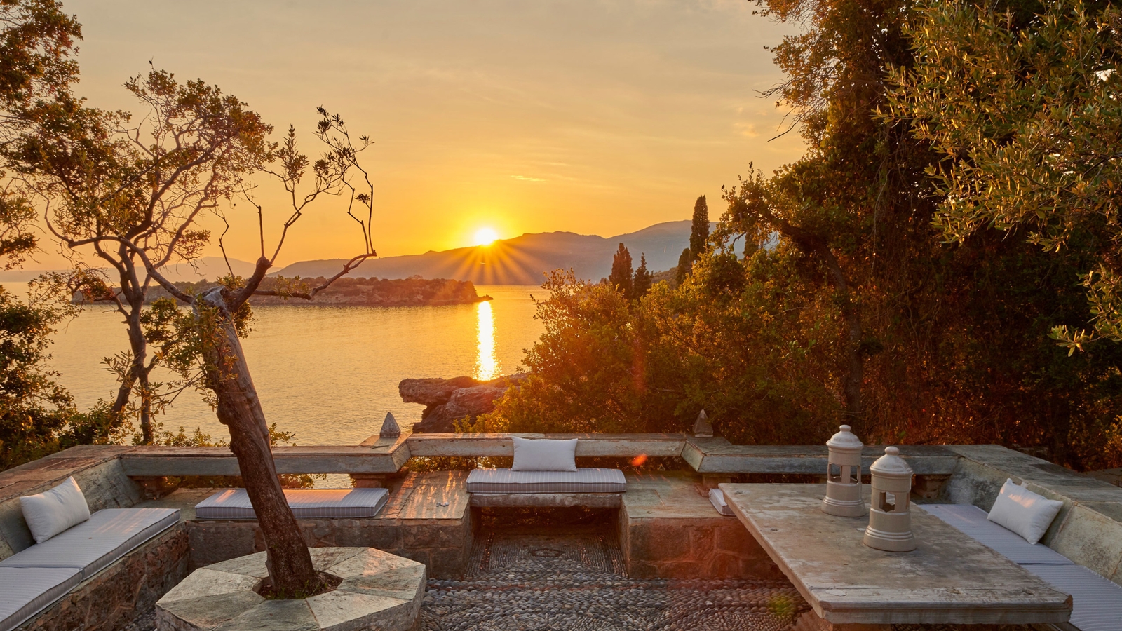 Patrick & Joan Leigh Fermor House during sunset