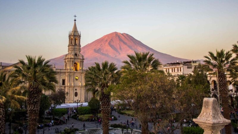 Arequipa, Peru, with Misti volcano in the background