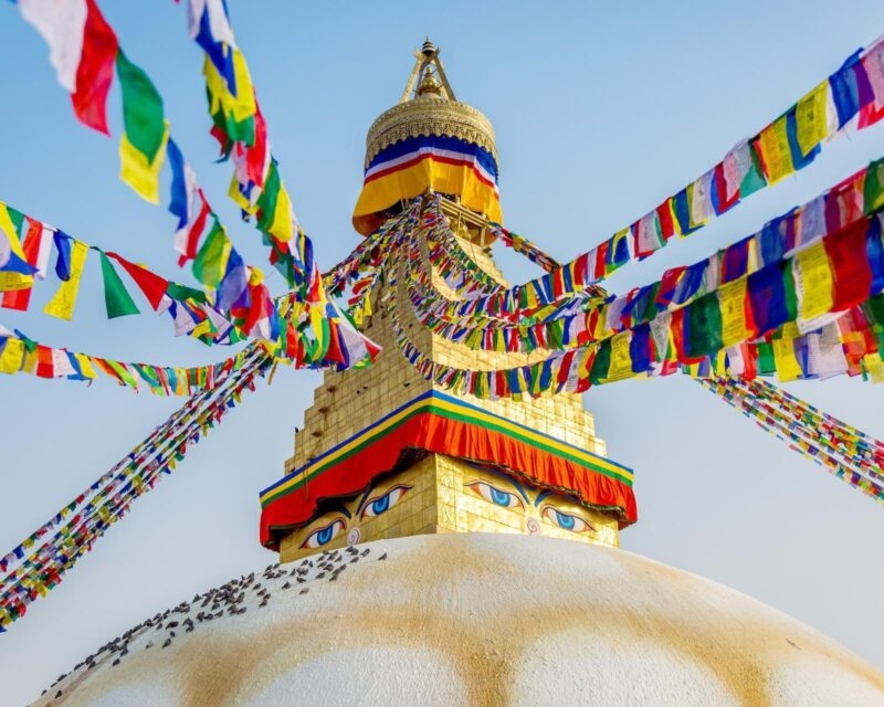Colourful prayer flags in Kathmandu, Nepal