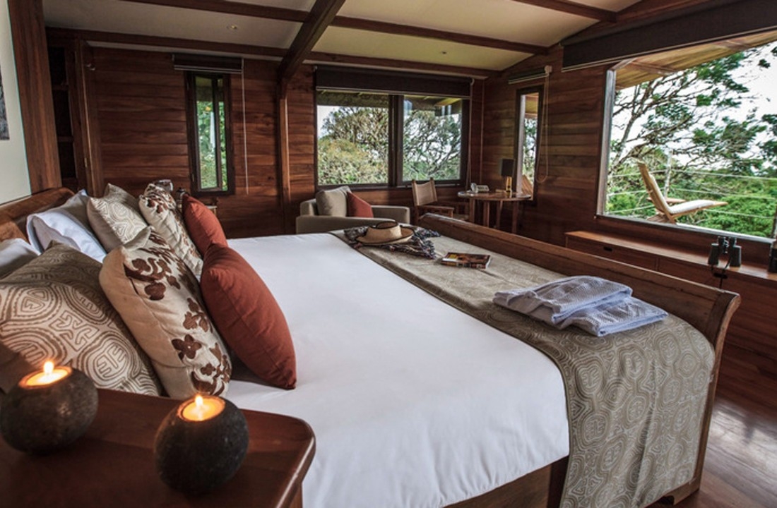 A bedroom at Galápagos Safari Camp.