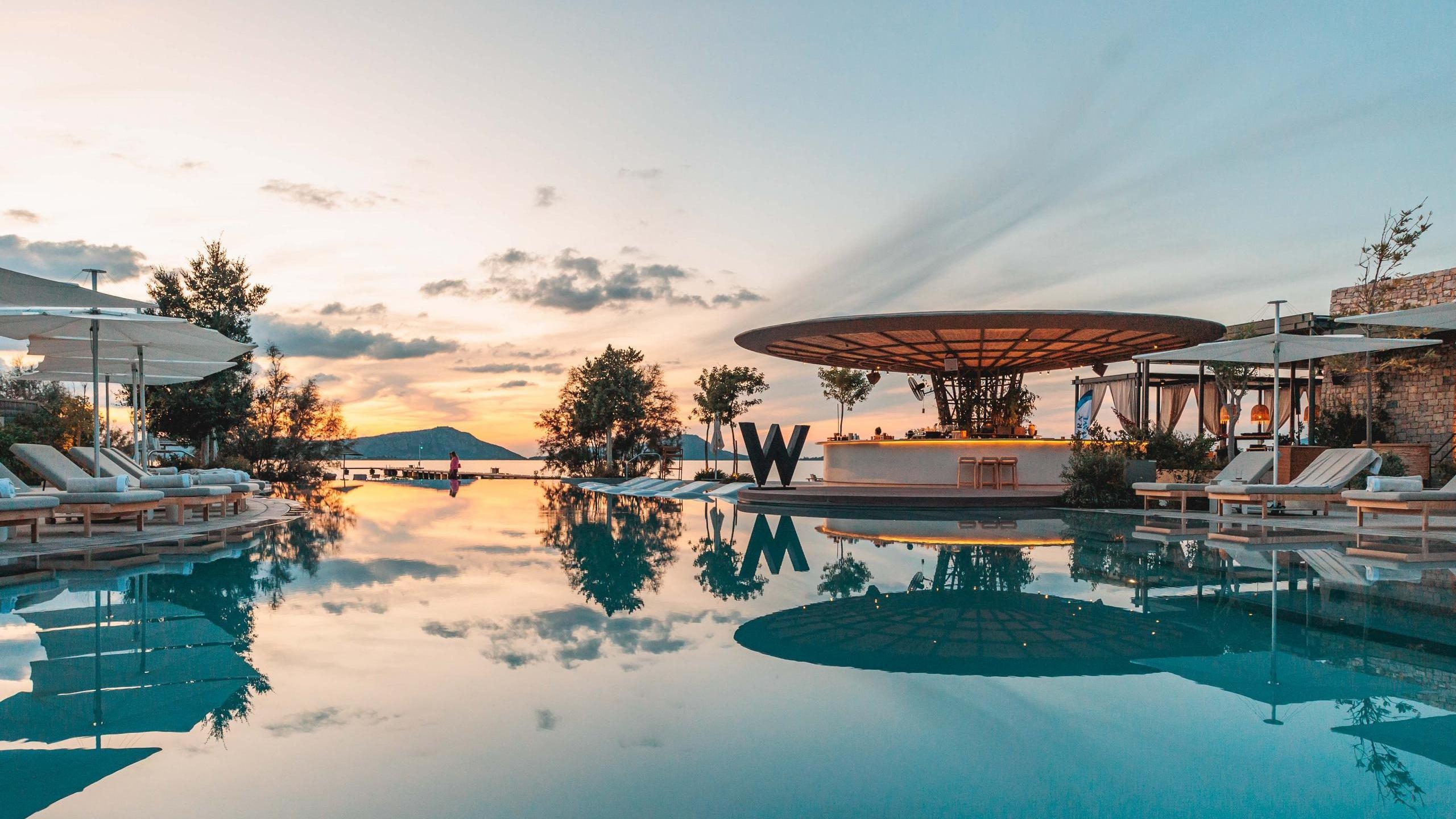 Deck during sunset at W Costa Navarino