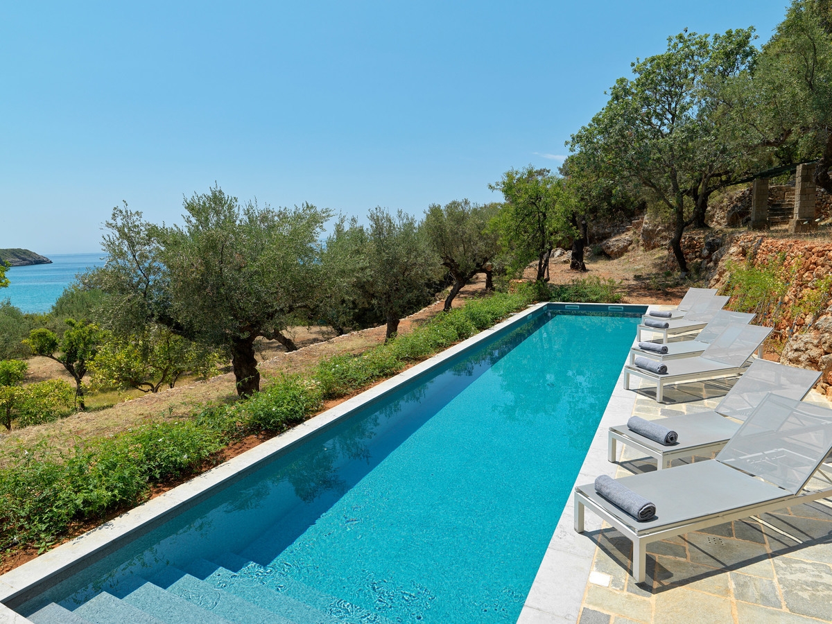 Patrick & Joan Leigh Fermor House long pool in the middle of the mountains