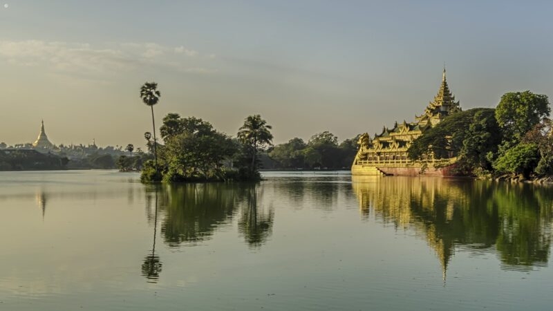 Pagoda on lake Myanmar
