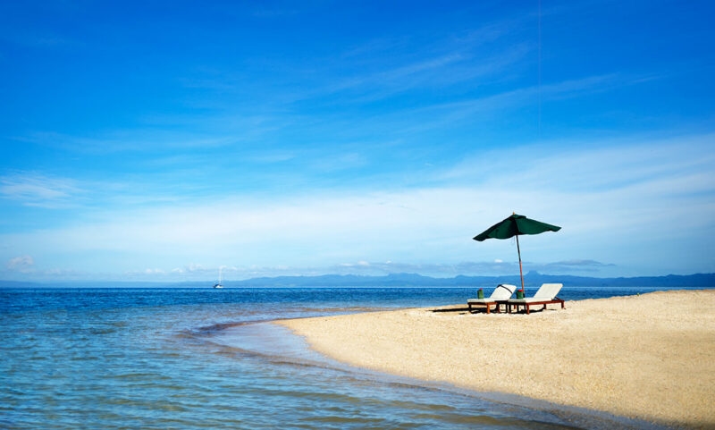 Deck chairs beach Fiji