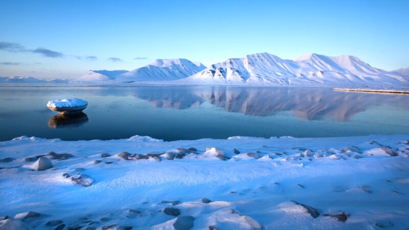 Beautiful scene of the Spitzbergen Mountains in Isfjord