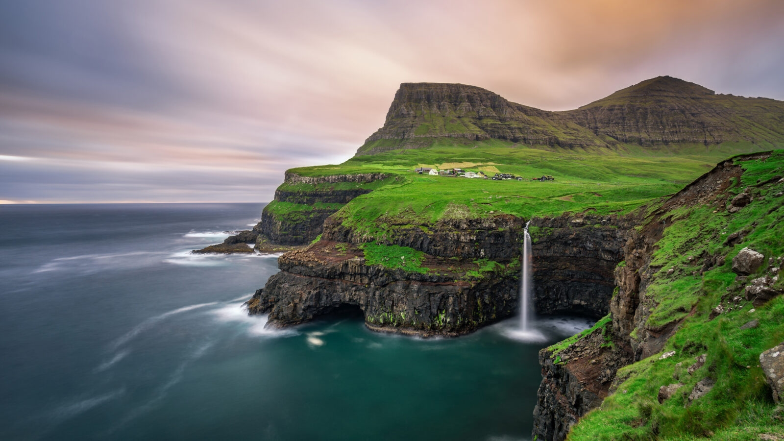Gasadalur village and its waterfall
