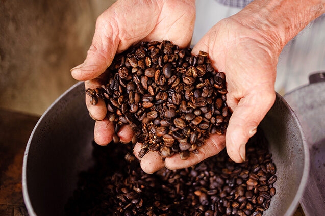 Jacada Colombia - Hands with coffee beans