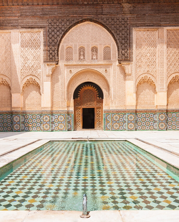 Madrassa Ali Ben Youssef pool Marrakech on a luxury Morocco vacation