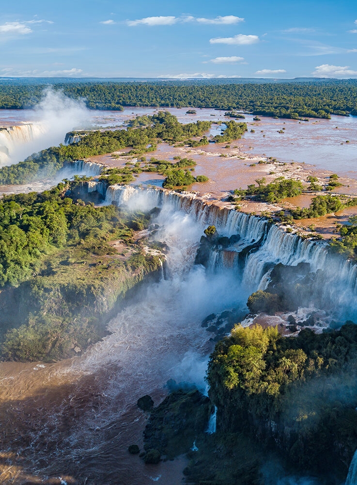 Jacada Travel Brazil - Aerial view of the Iguazu Falls. View over the Garganta del Diablo the Devil's Throat.