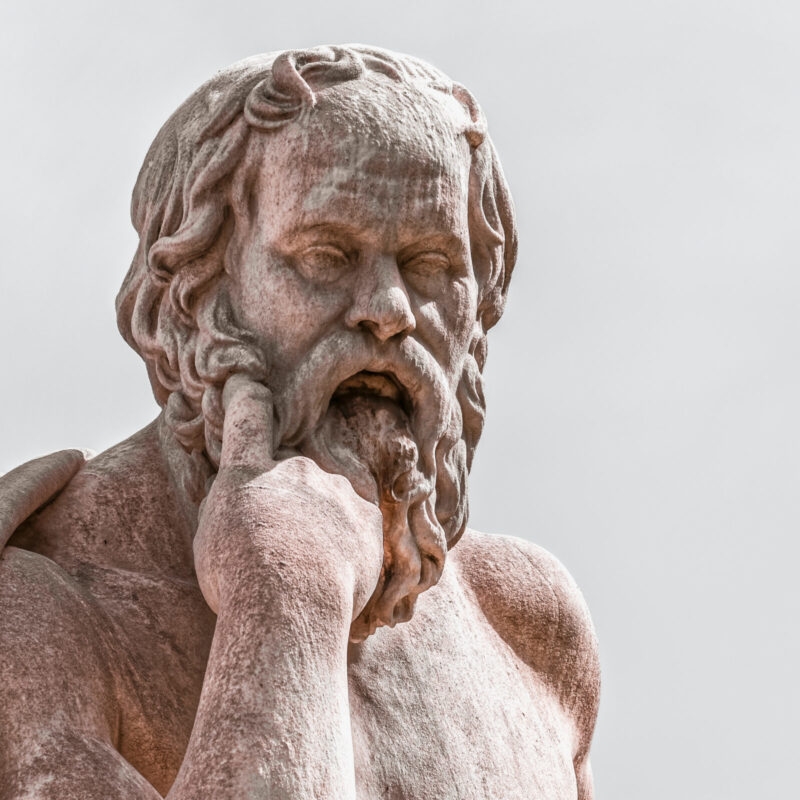 Luxury Grand Tours of Europe - Socrates the ancient Greek philosopher under dramatic sky, Athen