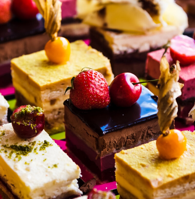 Pastries and desserts on display in Paris