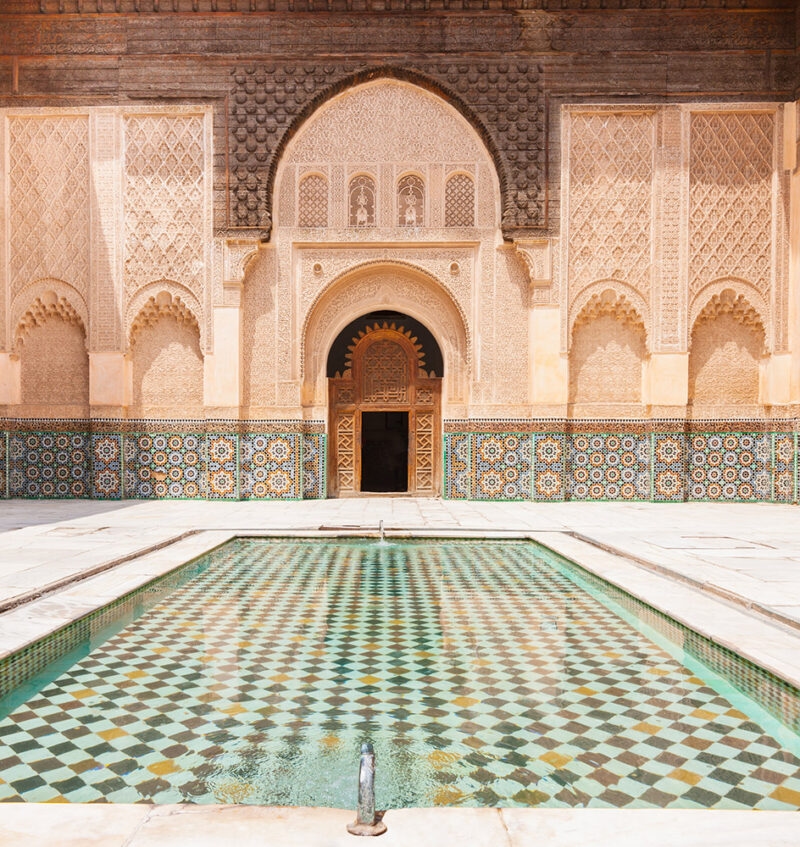 Madrassa Ali Ben Youssef pool Marrakech Morocco