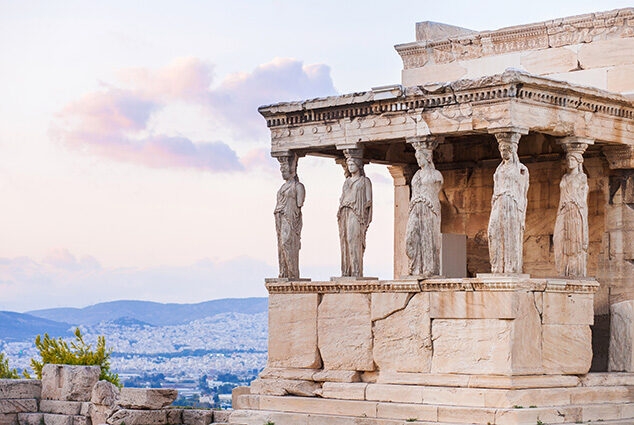 Arts, Culture & History trips - Detail of statues of women on Erechtheion in Acropolis of Athens, Greece