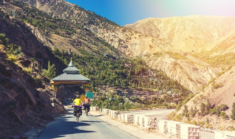 Picture taken during bicycling trip in autumn. Himalayas, India