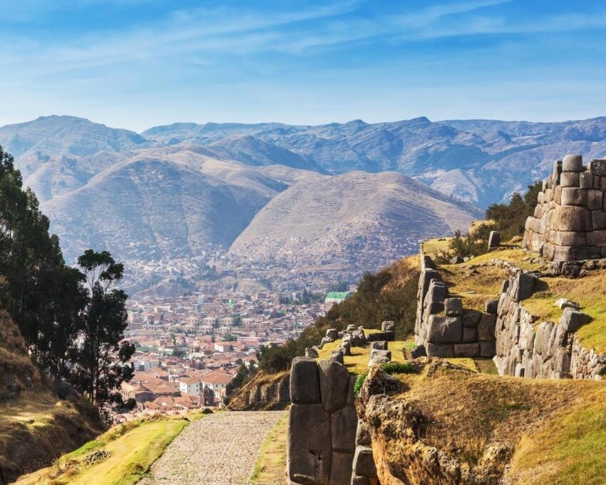 Ruins of an ancient Inca stronghold near Cusco, Peru