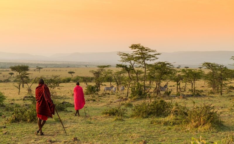 Bush walk with Maasais in kenya at sunset on a luxury Africa holiday