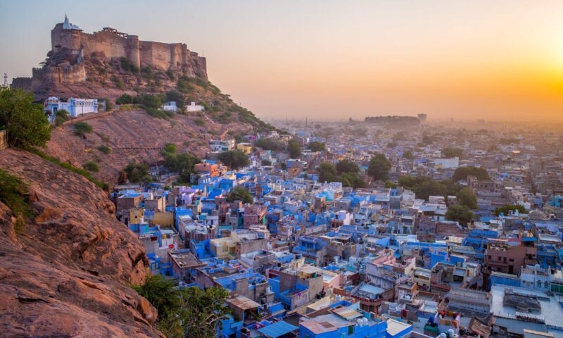 aerial view of jodhpur at dusk