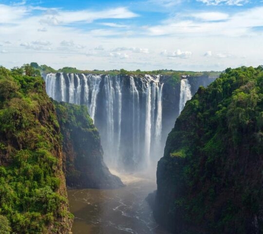 A view of Victoria falls on the Zambezi river