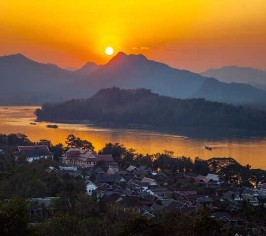 Sunset on the Mekong River in Luang Prabang, Laos