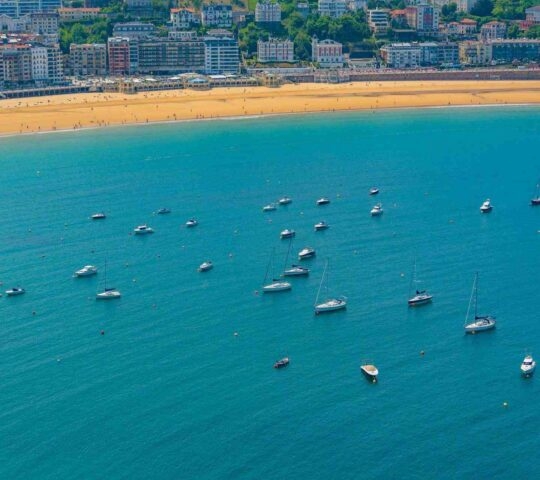Boats mooring in the Spanish port of San Sebastian