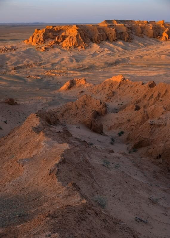 The flaming Cliffs in Mongolia's Gobi Desert