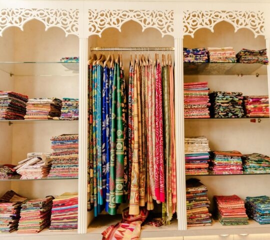 A shop selling colourful sarees in India