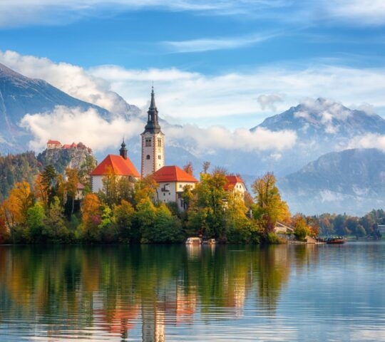 Lake Bled in Slovenia in autumn