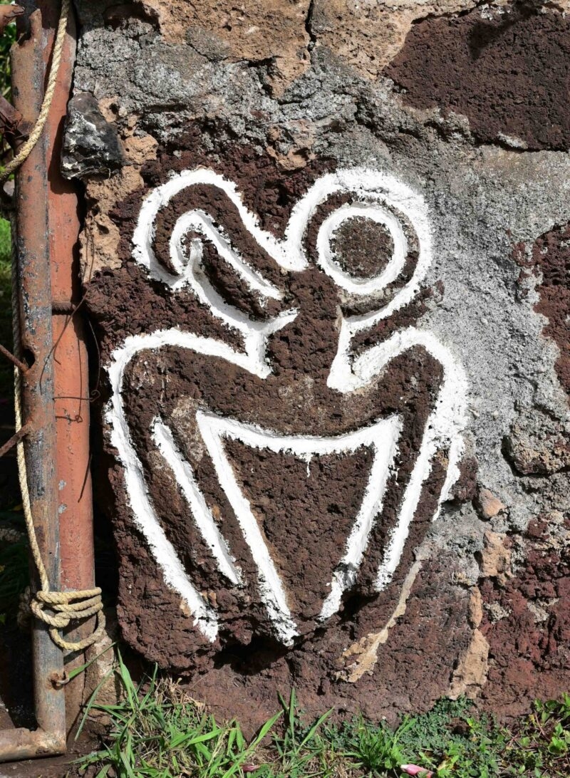 An example of local art carved into a stone on Rapa Nui.