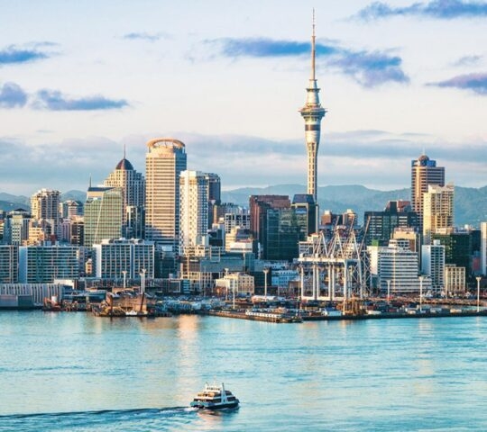 Auckland's skyline at dawn