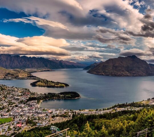 Aerial view of Queenstown, New Zealand