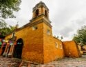 Church of Santa Catarina (Iglesia de Santa Catarina). A 16th century, bright yellow, baroque church in the Coyoacan district of Mexico City.